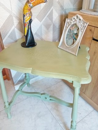 Tavolo laterale verde in stile Shabby Chic