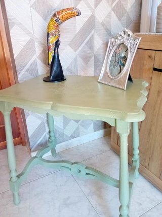 Tavolo laterale verde in stile Shabby Chic
