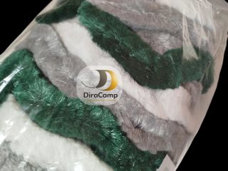 Cortina Chenilla Verde, Gris y Blanca 56x185 cm