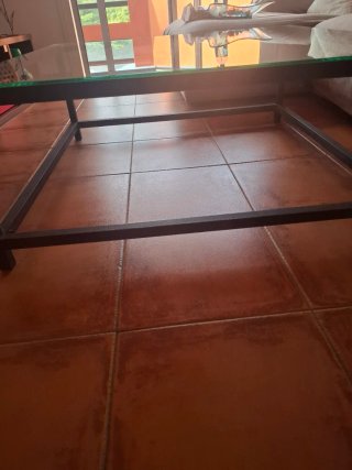 Mesas auxiliares hierro forjado y cristal