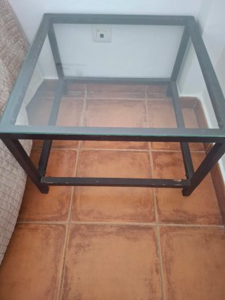 Mesas auxiliares hierro forjado y cristal