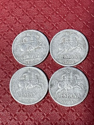 Lote 4 Monedas España 10 Cent 1940 y 1945