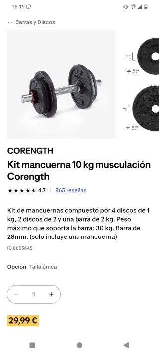 Kit Mancuernas 10kg Corength Domyos