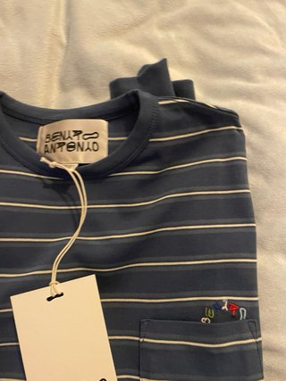 Camiseta BENYTO ANTONIO rayas azul y blanco Zara