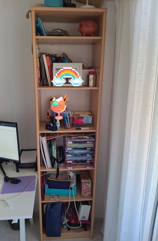 Escritorio madera con estantería