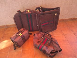Juego Maletas y Portatraje estilo Gucci Marrón