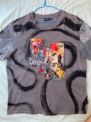 Camiseta Desigual Hombre XL Marrón Multicolor