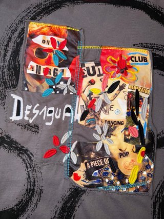 Camiseta Desigual Hombre XL Marrón Multicolor