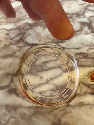 Juego de copas y frutero de cristal ámbar