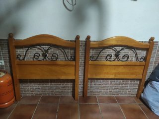 Cabecero de cama madera y metal