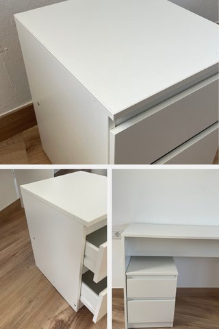 Mesilla IKEA MALM blanca 2 cajones