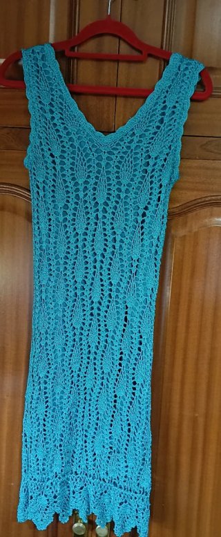 Vestido fiesta crochet azul