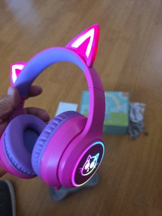 Auriculares Lobkin S16 Niños Gato LED Rosa