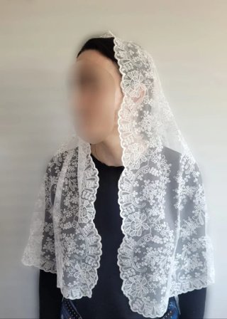 Mantilla de encaje marfil para adulta