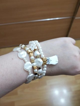 Lote 4 Pulseras elásticas con perlas
