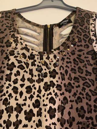 Camiseta sin mangas con estampado de leopardo