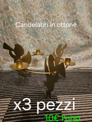 Set di 3 candelabri in ottone