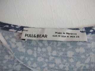 Vestido Pull & Bear Estampado Azul Branco Tamanho