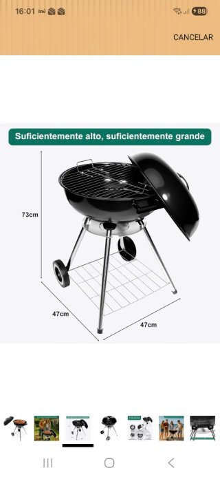 Barbacoa Carbón Redonda Nueva