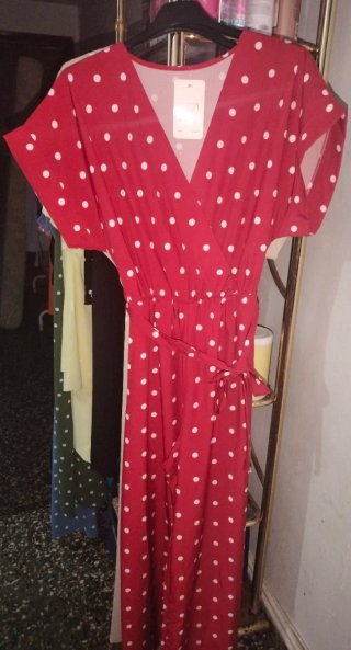 Mono rojo lunares blanco talla única