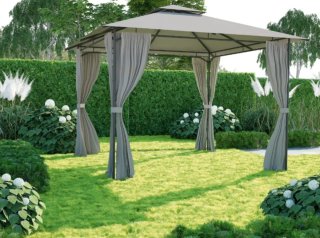 Cenador/carpa aluminio con cubierta y cortinas 3x3