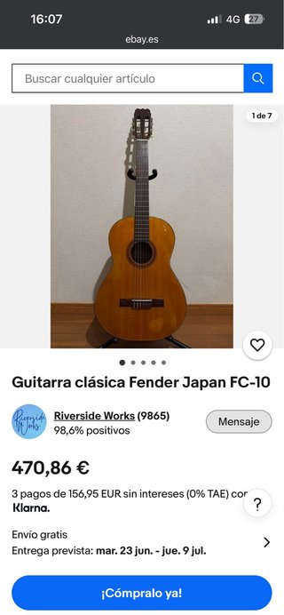 Guitarra Clásica Fender FC-10