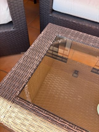Conjunto Terraza Ratán con Cojines Beige