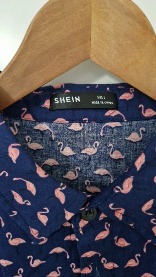 Camisa divertida flamencos azul marino Talla L
