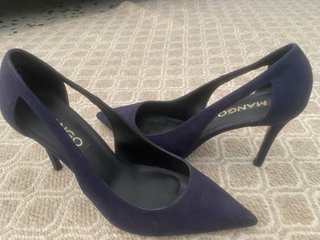 Zapatos de tacón Mango gamuza azul
