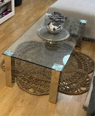 Mesa de centro cristal y metal