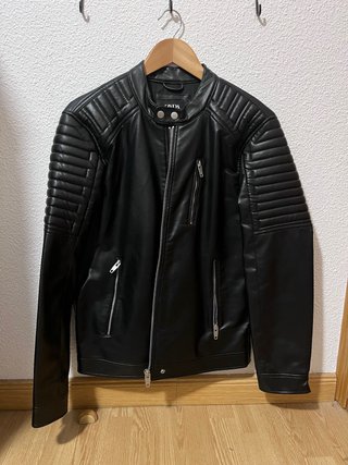 Chaqueta Cuero Negra Hombre