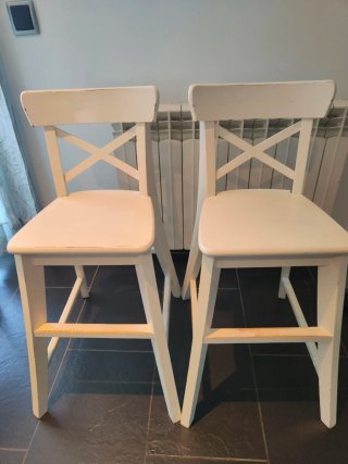 Sillas madera niños Ikea Ingolf blancas x2