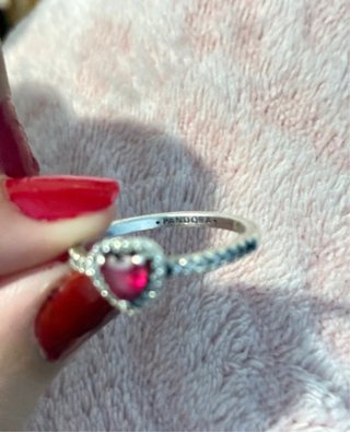Anillo Pandora Corazón Rojo y Circonitas