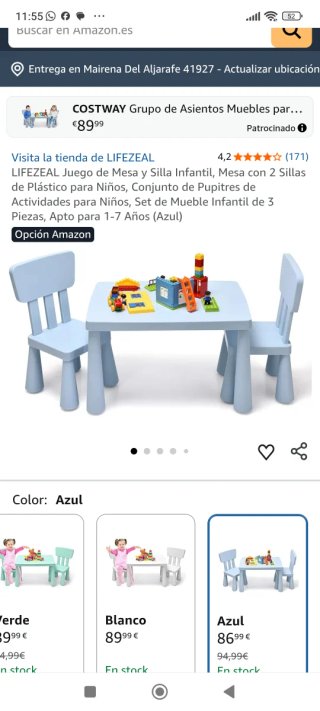 Conjunto mesa y 2 sillas infantiles