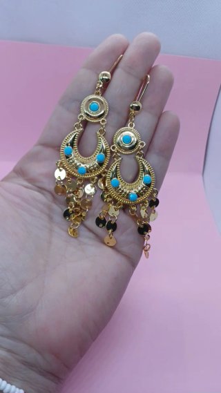 Pendientes Zíngara Oro 18k y Turquesa