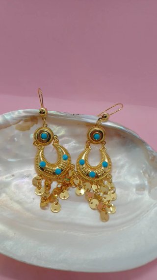 Pendientes Zíngara Oro 18k y Turquesa