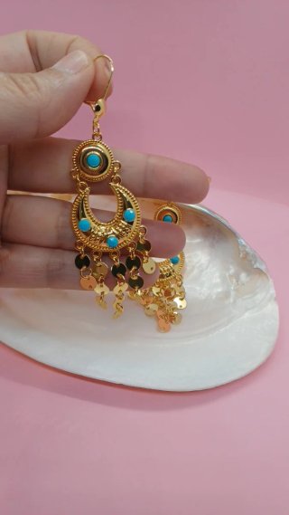 Pendientes Zíngara Oro 18k y Turquesa