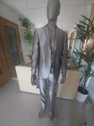 Traje de Novio Gris Plateado Talla 50