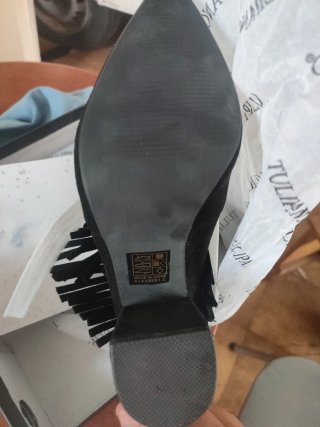 Botines Tacón Negros con Flecos Tallas 36 38,39y40