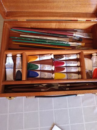 Caja de madera para pinturas arte Titan