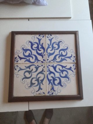 Cuadro 4 Baldosas Antiguas Azul