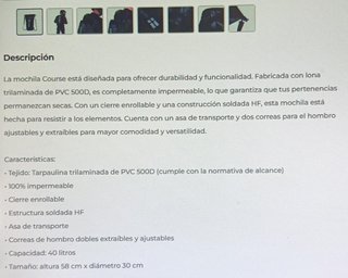 MOCHILA IMPERMEABLE "COURSE". A ESTRENAR