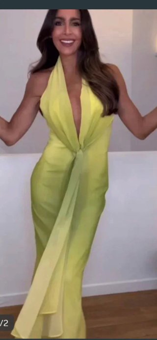 Vestido largo nudo Zara T/XS
