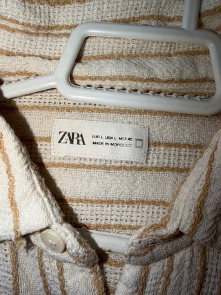 Camisa Zara Rayas Beige Talla M