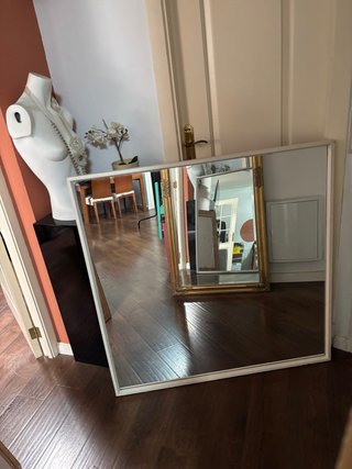 Espejo Grande Blanco en madera de 103 cm por  103