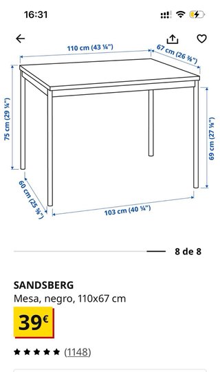 Mesa Ikea Negra