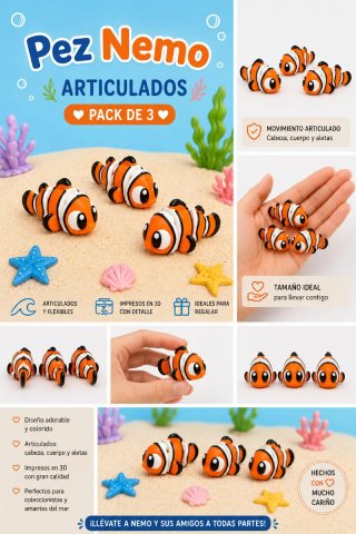 Pack 3 Figuras Pez Nemo Articulados