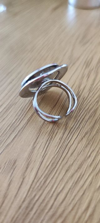 Anillo Acero Fuxia oscuro y Plateado