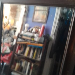 Espejo biselado de puerta de armario antiguo