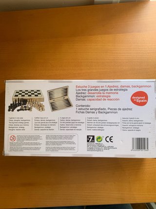 Juego de mesa 3 en 1: Ajedrez, Damas, Backgammon